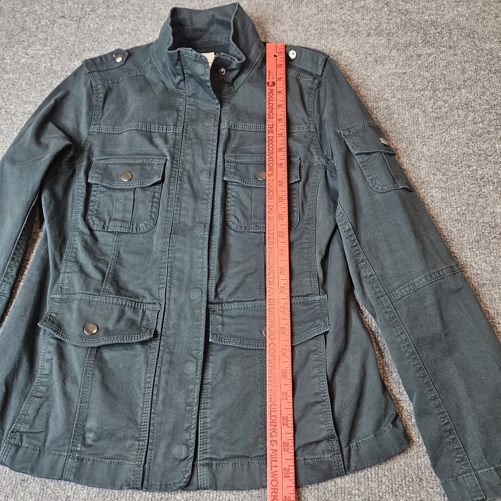 Kensie Women's Utility Jacket Size Medium Green Field Military Epaulettes - Picture 5 of 7